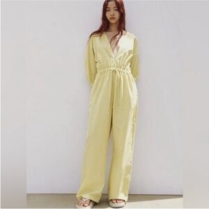 ZARA, Pistachio Cotton Jumpsuit size L
